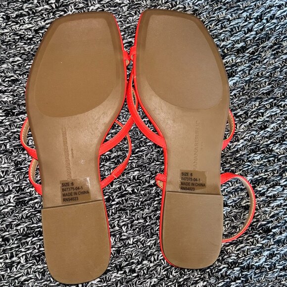 NWOT Never Worn Banana Republic Flat Sandals (Size 6, Chili Pepper Red/Coral) - Picture 6 of 6